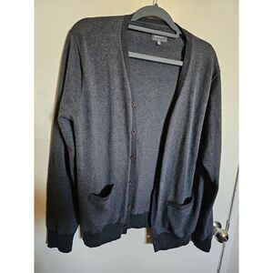 Peter Werth Men's Grey Button V-neck‎ Large  Cardigan Collcross Cut